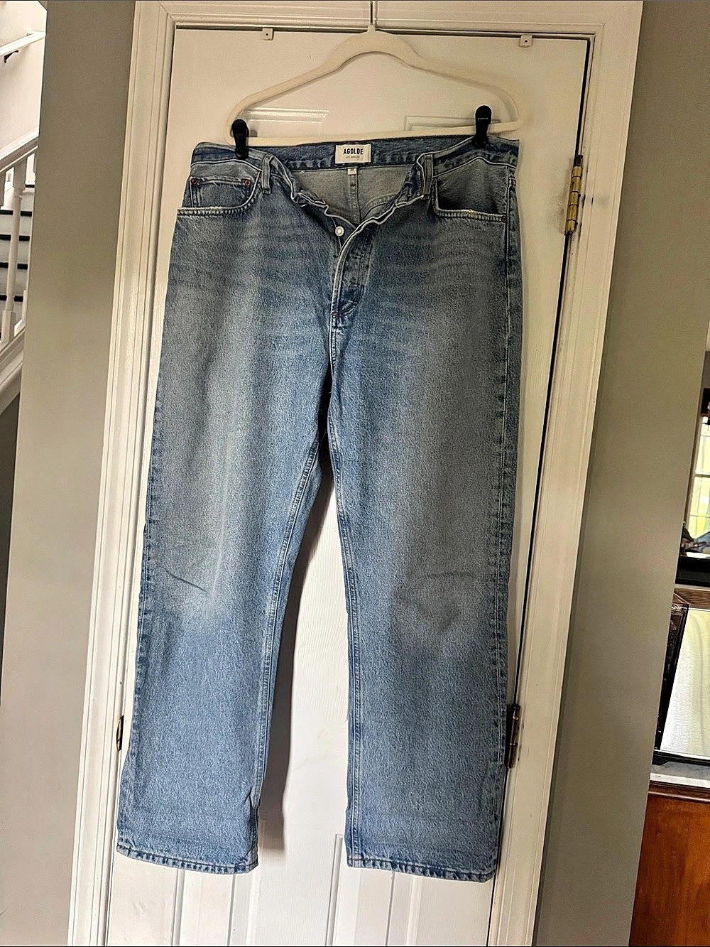 AGOLDE 90's Pinch Waist Straight Leg Jeans in Blue Waist 33